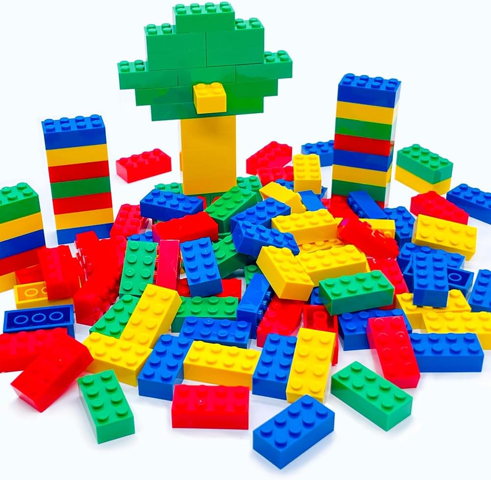 120Pieces Classic Building Bricks Blocks Toy Set 2x4 Building Basic Bricks Parts and Pieces Compatible with Major Brands Creative Construction Toys for Kids 6+ (Red, Yellow, Blue, Green)