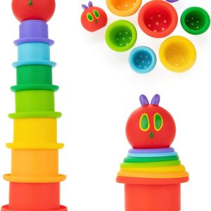 World of  The Very Hungry Caterpillar Bath Time Stacking Cup Set with Caterpillar Head Squirty Perfect for Water Play Ages 18 Months and Up