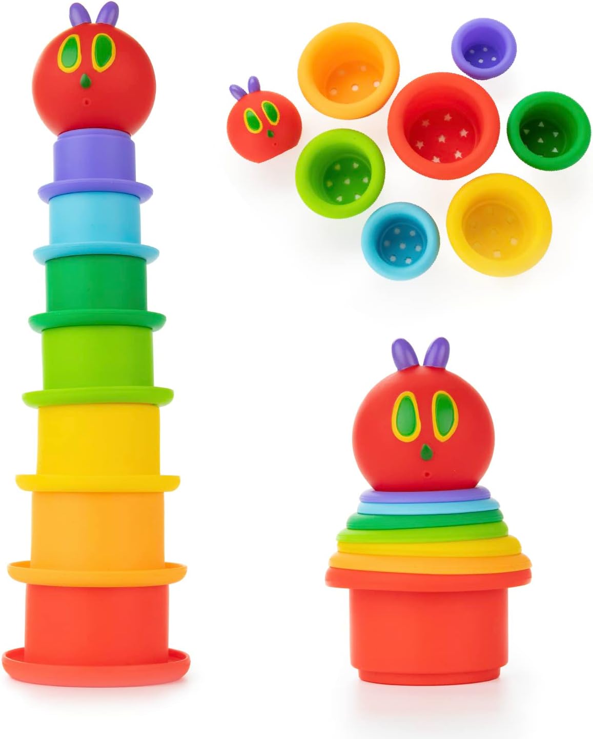 World of The Very Hungry Caterpillar Bath Time Stacking Cup Set with Caterpillar Head Squirty Perfect for Water Play Ages 18 Months and Up
