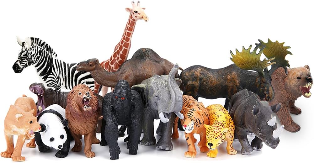 Animals Figures Toys, Realistic Jumbo Wild Zoo Animal Figurines Plastic African Jungle Animals Playset for Kids Toddlers, 14 Piece Gift Set - Image 2