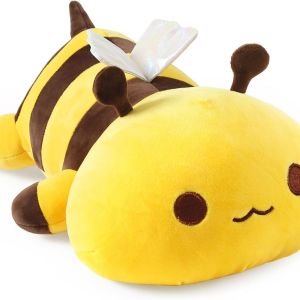 Cute Bee Plush, Soft Stuffed Animal Honey Bee Plush Toy Pillow for Kids (Yellow, 13")