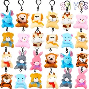 24 Pack Mini Plush Animals for Easter Egg Fillers, Easter Basket Stuffers, Stuffed Animals Plush Keychain Exchange Gifts, Easter Party Favors