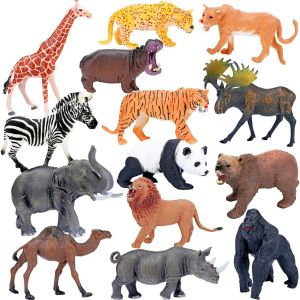 Animals Figures Toys, Realistic Jumbo Wild Zoo Animal Figurines Plastic African Jungle Animals Playset for Kids Toddlers, 14 Piece Gift Set