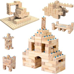 Wooden Building Blocks for Toddlers Ages 3 4 5 6 Years Old - 300 Pcs Wooden Blocks Little Architect Construction Toy for Boys & Girls, Kids  Wooden Building Blocks Stacking Toy