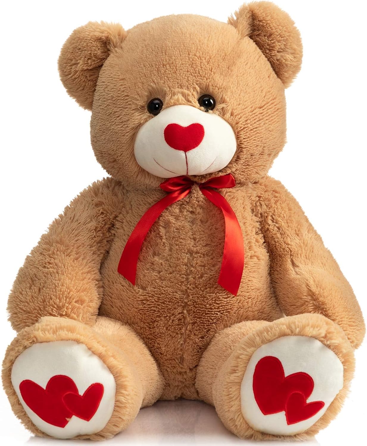 Big Teddy Bear Stuffed Animal Large Bear Plush with Red Heart for Girlfriend and Kids Holiday Toy Gift 36 inch Tan