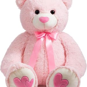 Giant Teddy Bear Stuffed Animal Large Bear Plush with Red Heart for Girlfriend and Kids Holiday Toy Gift 36 inch Pink