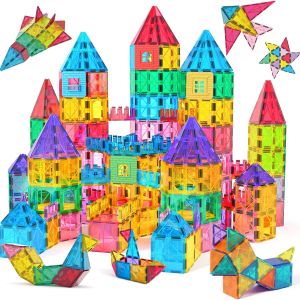 Magnetic Tiles Kids Magnetic Blocks Building Sets 3D Magnet Tile Building Blocks Toy Construction Educational Toys Gifts for Toddlers Boys Girls 3 4 5 6 7 8 9 10 + Year Old