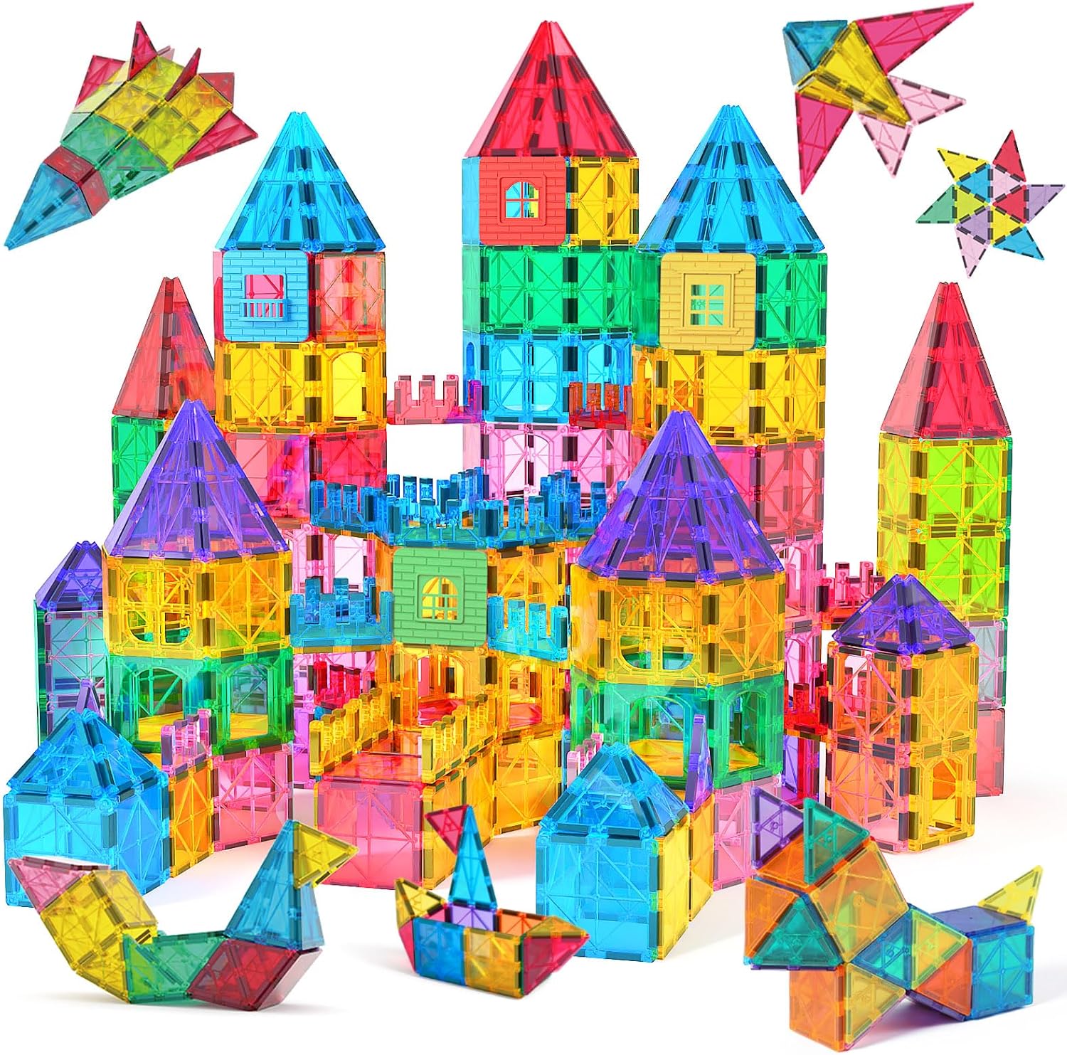 Magnetic Tiles Kids Magnetic Blocks Building Sets 3D Magnet Tile Building Blocks Toy Construction Educational Toys Gifts for Toddlers Boys Girls 3 4 5 6 7 8 9 10 + Year Old