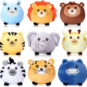 9 Pcs Mini Plush Animals Toys Bulk 3.15 Inch Cute Soft Small Stuffed Animal Plush Keychain for Kids Goodie Bag Fillers Birthday Classroom School Prizes Festival Party Favors(Forest Animals)