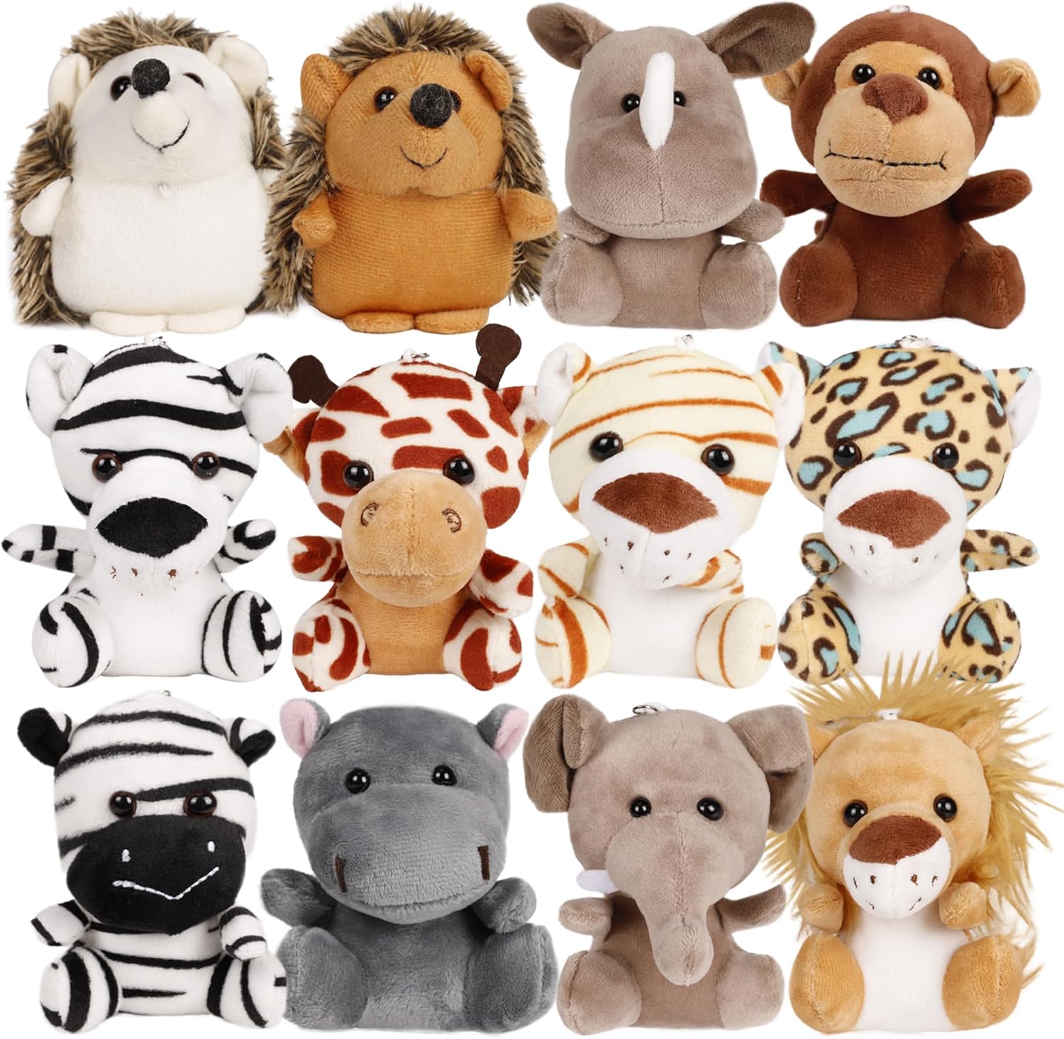 Small Stuffed Animals Bulk, 12 Pieces Cute Plushies, 4.5 Inch Mini Plush Toys, Treasure Box Toys for Classroom, Party Favors for Kids, Plush Keychain, Claw Machine Prizes